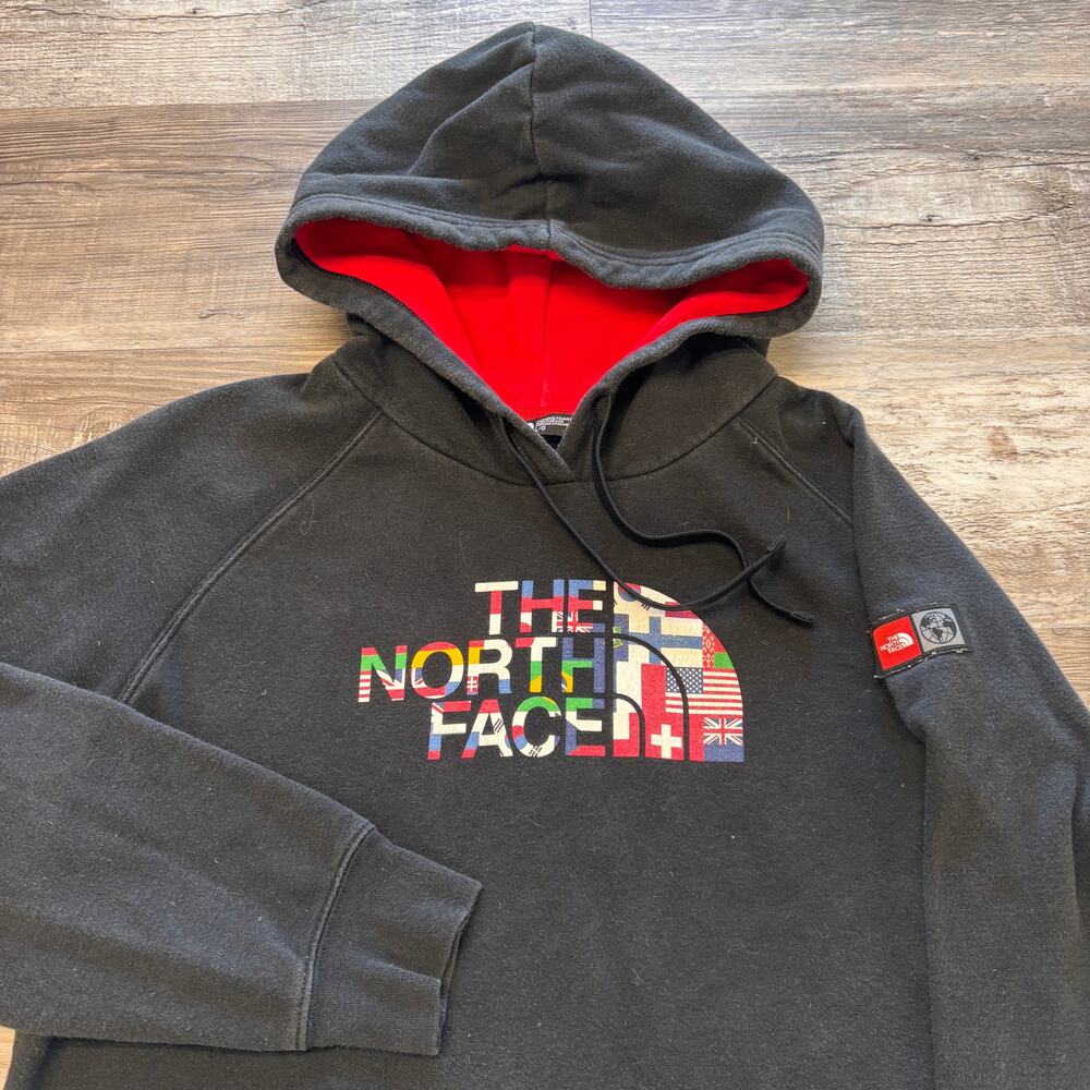 The North‎ Face  Hoodie Sweatshirt Black Womens L TNF Olympic National Flags